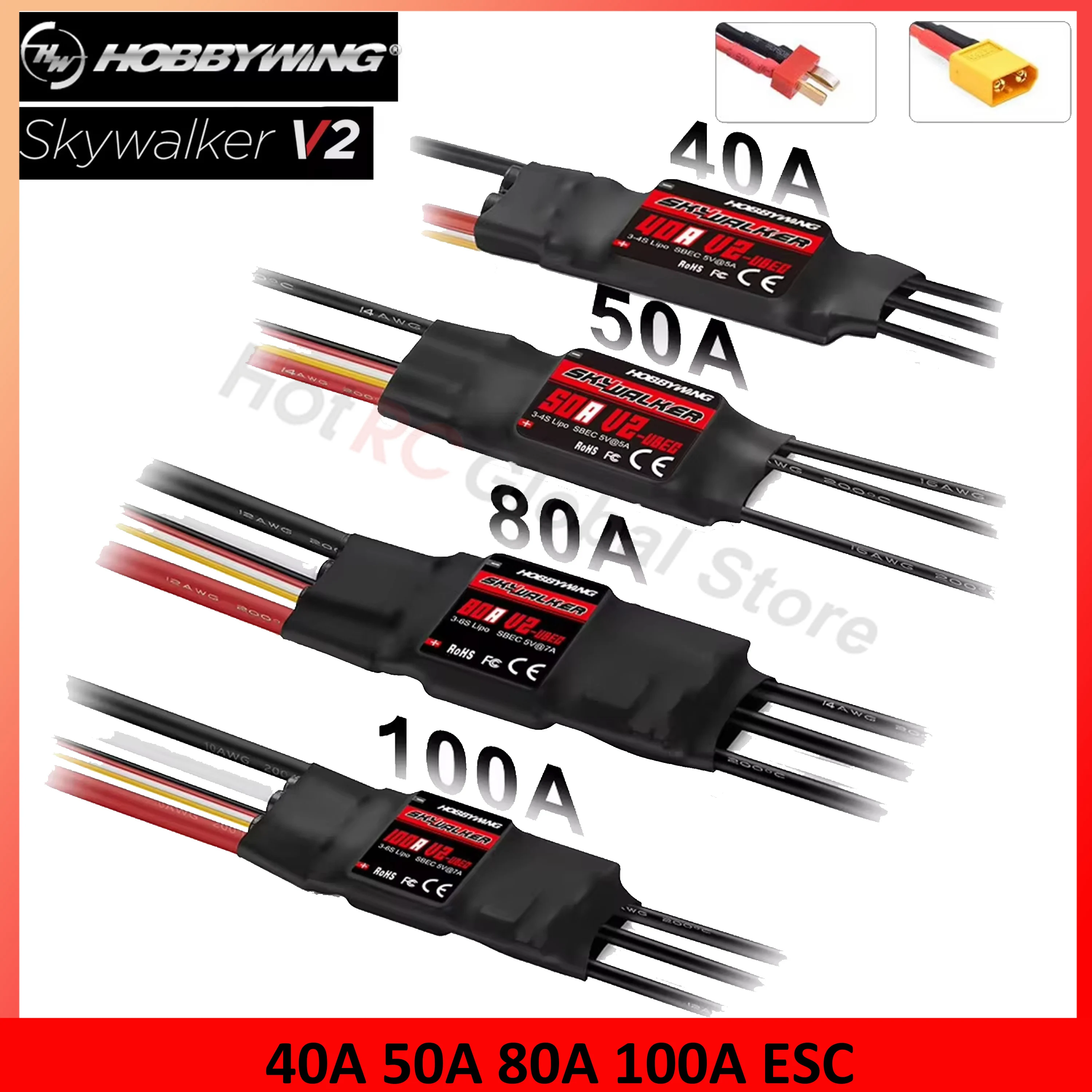 Brushed Drone Motor - HOBBYWING Skywalker V2 Series 40A 50A